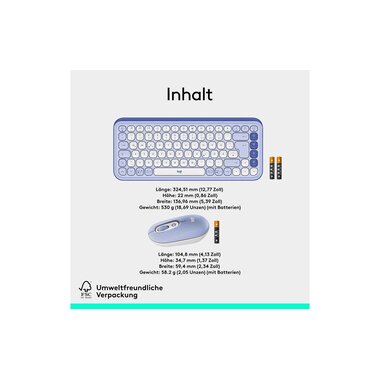Logitech Keyboard-Mouse Set POP Icon Combo Lilac
