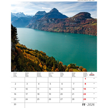 CALENDARIA Calendario 2026 9783036205304 Berge + Täler ML 31x40cm