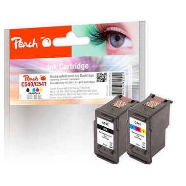 Peach Combi Pack compatible avec Canon PG-540BK, CL-541C, 5225B006