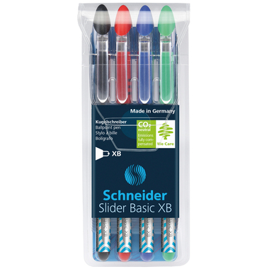 SCHNEIDER Stylo à bille Slider XB 151294 ass. étui 4 pcs.