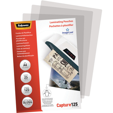 FELLOWES Pochettes à plastifier A4 5396301 brillant, 125my 25 pcs.