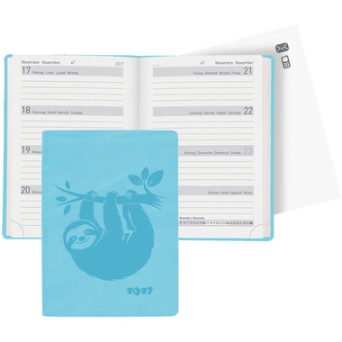 BIELLA Taschenagenda Memento 2027 825715060027U 1W/2S hellblau ML 10.1x14.2cm