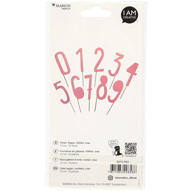 I AM CREATIVE Torten Topper,Zahl,rosa,13cm 6010.942 10 Stück