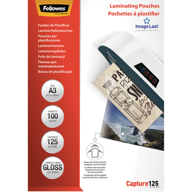 FELLOWES Laminiertasche A3 5307506 glanz, 125my 100 Stk