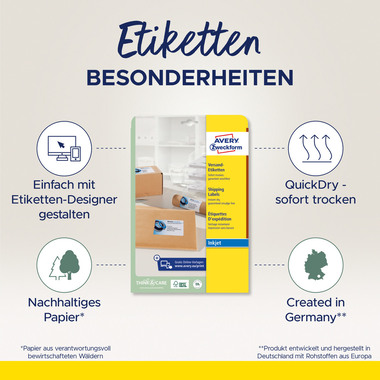 AVERY ZWECKFORM Adressetiketten 199,6x289,1mm J8167-25 weiss 25 Stück
