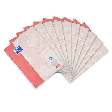 OXFORD Collegeblock Recycling A4 400159358 rot, kariert 5mm 80 Blatt