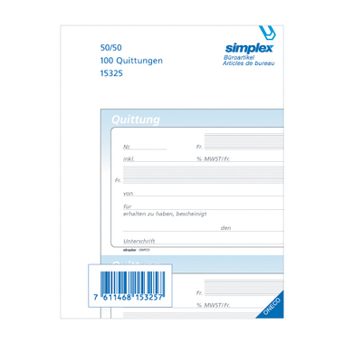 SIMPLEX Ricevute F A6 15326 bianco 50x2 fogli