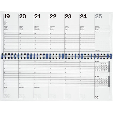 BIELLA Pultkalender Longatti 2027 886271020027U 1W/2S Wire-O sw ML 29.8x11.7cm