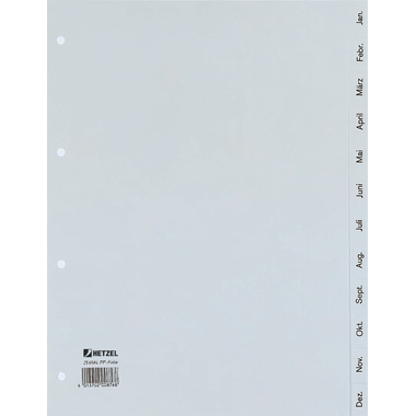 HETZEL Register PP A4 25271481 grau 1-20
