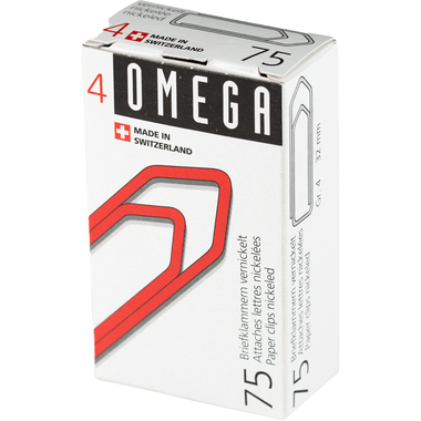 OMEGA Büroklammern Gr.4 134000450 vernickelt, 32mm 75 Stück