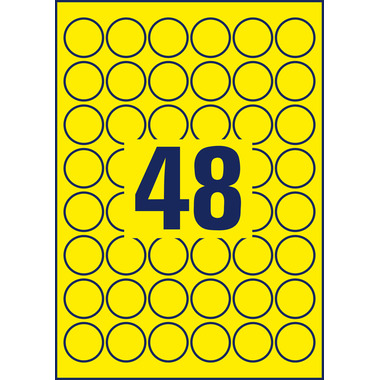 AVERY ZWECKFORM Etiquettes plaques 30mm L612820 jaune, ronde 960 pcs./20 flls.