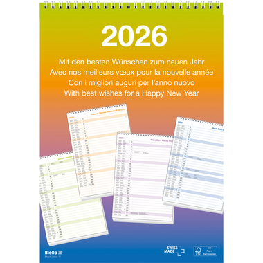 BIELLA Wandkalender Block Nr.11 2026 889011000026U 1M/1S Wire-O ML 21x29.7cm