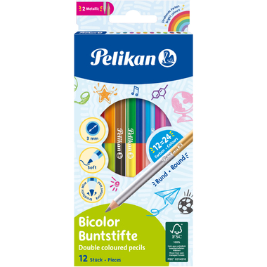 PELIKAN Crayons de couleur Bicolor 700146 12 crayons