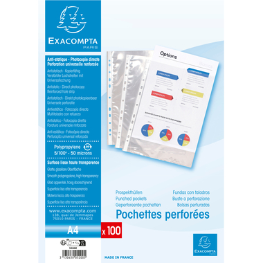 EXACOMPTA Zeigetaschen PP 60my A4 5200E transparent 100 Stück
