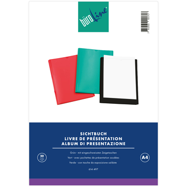 BÜROLINE Livre présentation A4 094276-04 vert 20 pochets