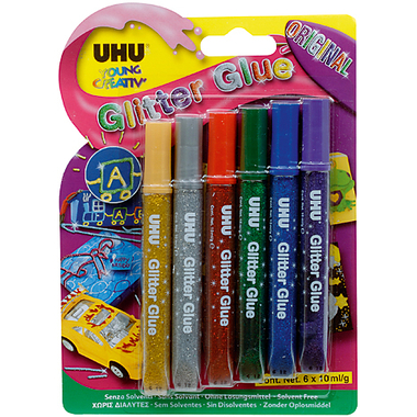 UHU Glitter Glue Original 39040 original colours 6 pz.