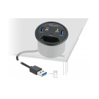 Delock Tisch-Hub USB 3.0 Typ A/C + HD Audio
