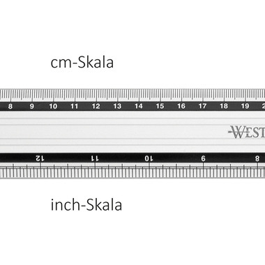 WESTCOTT Aluminium Lineal 40cm E-1019200 cm/inch Scala