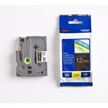 PTOUCH Band, laminiert gold/schwarz TZe-334 PT-1280VP 12 mm