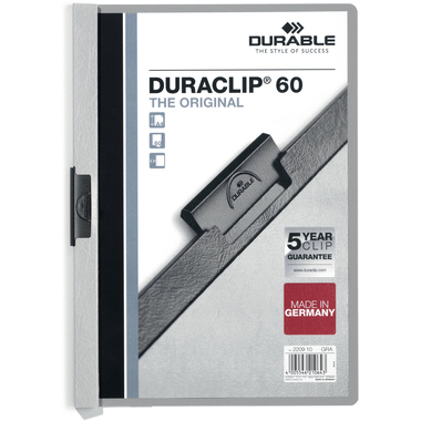 DURABLE Classeur à pince DURACLIP 60 220910 pour 60 feuilles A4 gris