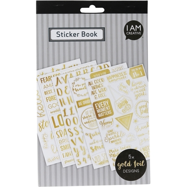 I AM CREATIVE Stickerbook 4087.474 Goldfolie klar, 5 Blatt