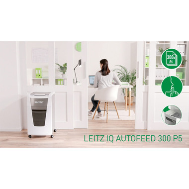 LEITZ Aktenvernichter IQ AF 8016-20-00 Office 300, P-5, 60lt