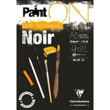 CLAIREFONTAINE Paint'On A5 975168C Noir 20 feuilles