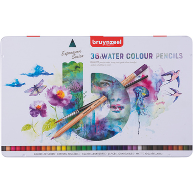 BRUYNZEEL Crayon d'aquarelle Expression 60313036 36 couleurs étui en métal