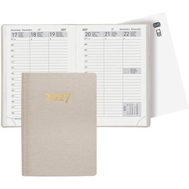 BIELLA Agenda Rex 2027 825301100027U 1S/2P beige ML 10.1x14.2cm