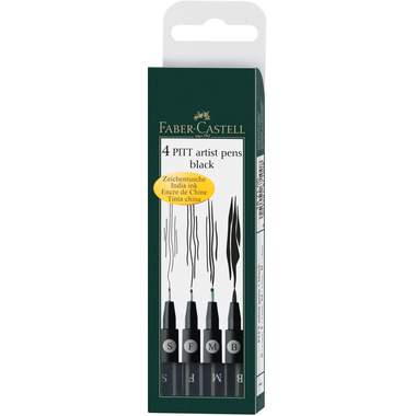 FABER-CASTELL Pitt Artist Pen 167100 schwarz 4 Stück