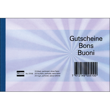FAVORIT Gutscheine D/F/I A6 2058 BLAU blau 25 Blatt