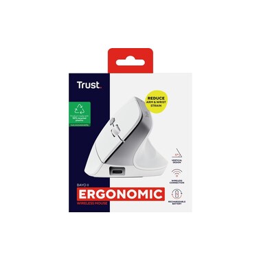 Trust Mouse ergonomico Bayo II bianco