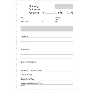 FAVORIT Livre de quittance OK BONUS A6 8396 OK papier autocopiant 84 flls.