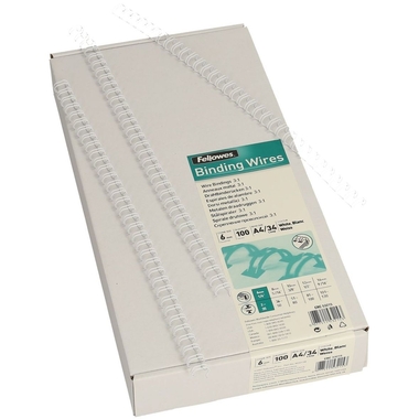 FELLOWES Drahtbinderücken 6mm 53215 weiss 100 Stück