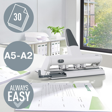 LEITZ Mehrfachlocher AKTO 4-6/6mm 51140084 hellgrau 30 Blatt