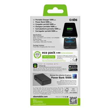Batterie ext. 5000 mAh sans fil pour iPhone et Android | SBS