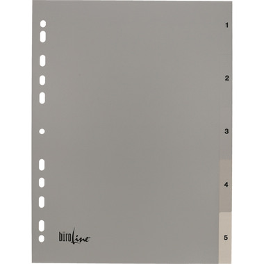 BÜROLINE Register PP A4 40932 grau 1-5
