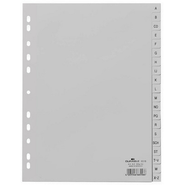 DURABLE Registro PP A4 651010 grigio A-Z 20 pzi.
