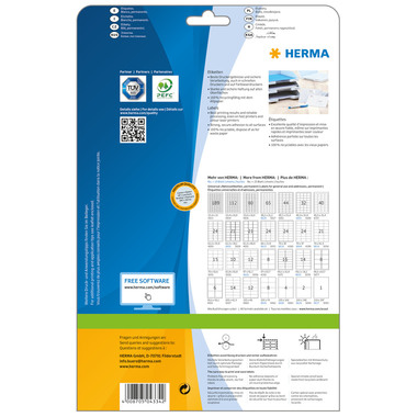 HERMA Étiquettes PREMIUM 25.4x16.9mm 4334 blanc,perm. 2800 pcs./25 flls.