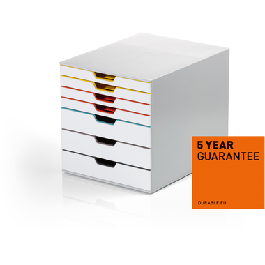 DURABLE Schubladenbox Varicolor 7 762727 weiss/bunt 7 Fächer