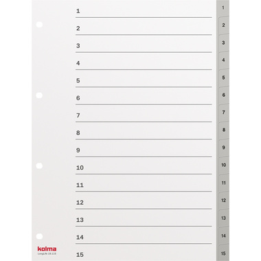 KOLMA Register LongLife A4 19.115.03 grau 1-15