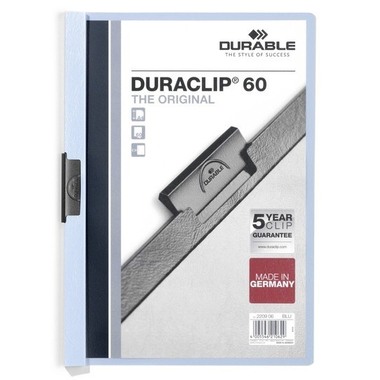DURABLE Classeur à pince DURACLIP 60 220906 pour 60 feuilles A4 bleu