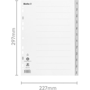 BIELLA Register PP A4 47141390U grau Jan-Dez DE