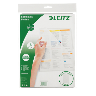 LEITZ Premium Sichtmappe PVC A4 41006003 transparent 5 Stück