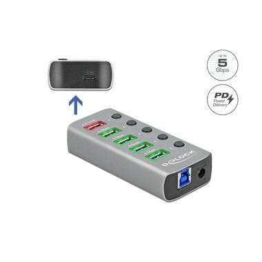 Delock USB-Hub 63263 USB 3.0 - 4x USB-A / 2x Porta di ricarica