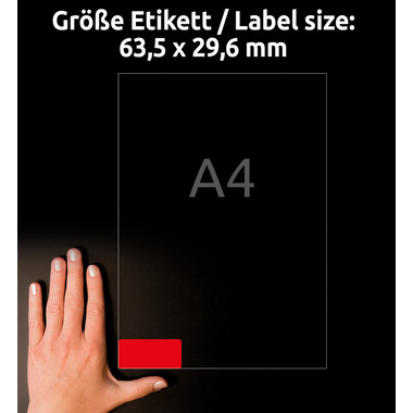 AVERY ZWECKFORM Etiketten 63,5x29,6mm L6003-25 rot,non-perm. 675 Stk./25 Bl.