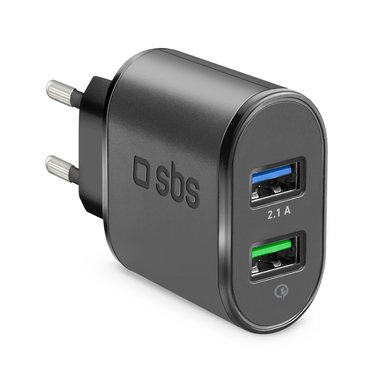 Caricabatterie veloce da parete con due porte USB