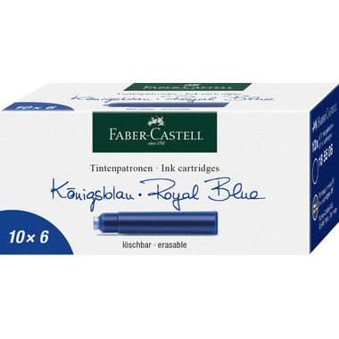 FABER-CASTELL Cartouche d'encre, bleu 185506 boîte en carton 6 pcs.