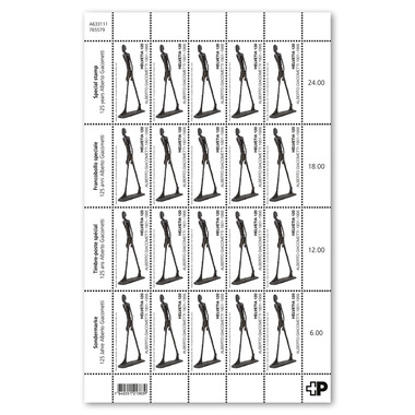 Briefmarken CHF 1.20 «125 Jahre Alberto Giacometti», Bogen mit 20 Marken Bogen «125 Jahre Alberto Giacometti», gummiert, ungestempelt
