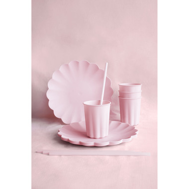 PARTYDECO Becher Rüsche 220ml KPL1-081 rosa 4 Stück
